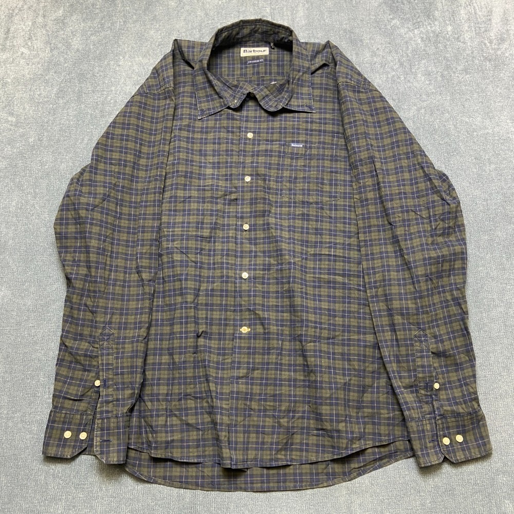 Barbour Flannel Shirt Mens 2XL Multicolor Plaid Tailored Long Sleeve Button Up